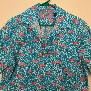 Large Baby blue & pink flamingos Chubbies Hawaiian shirt